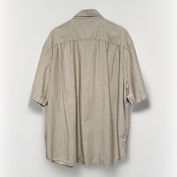 Carhartt button down short sleeve Relaxed Fit Size 2XL Beige Tan Pockets - Picture 2 of 5